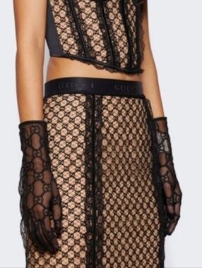 EMBROIDERED LACE GG UNISEX GLOVES